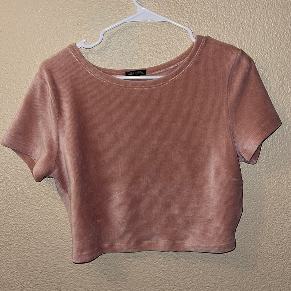 Medium fuzzy pink crop top wild fable